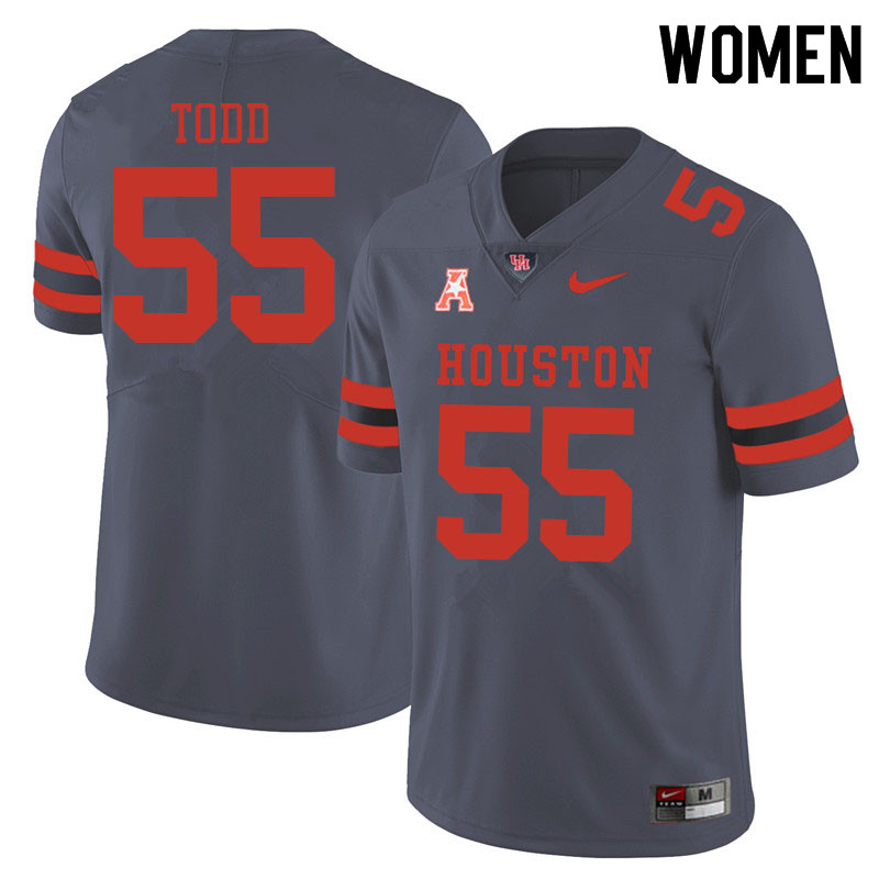Women #55 Chayse Todd Houston Cougars College Football Jerseys Sale-Gray